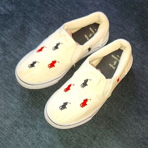 Polo by Ralph Lauren Kids Keaton Allover Pony  Slip-On Shoes sz 3 little kids